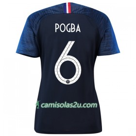 Camisolas de Futebol França Pogba 6 Mulher Equipamento Principal Copa do Mundo 2018 Manga Curta